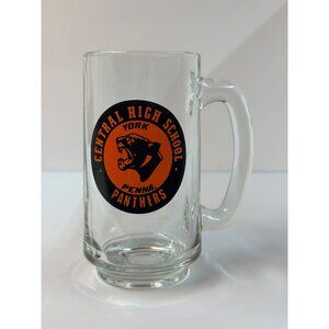 VTG Central High School York Panthers Glass Mug Beer Stein Retro Collectible